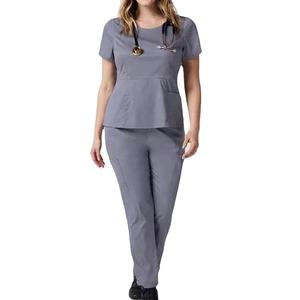Conjuntos de uniformes de enfermería personalizados profesionales OEM 2025 Top de bolsillo relajado Verano Hospital Scrubs Médico de punto para médicos - Product Image 2