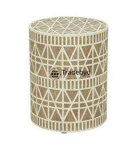 Taburete de consola con incrustaciones de hueso floral único, diseño ajustable moderno para uso interior de la escuela, hecho a mano tradicionalmente por Tradebyd - Product Image 3