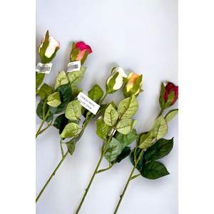 Fleur de rose rouge artificielle personnalisable de 55cm pour décoration de bureau pour tableau blanc - Product Image 4