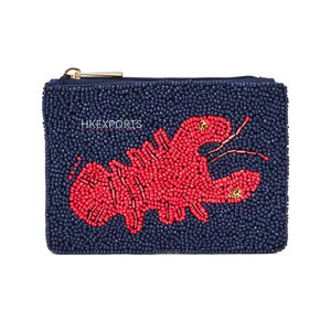 Offre Spéciale personnalisé fabriqué à la main homard perlé porte-monnaie petit portefeuille à fermeture éclair Vintage fruits de mer conception animale changement pochette femmes - Product Image 1