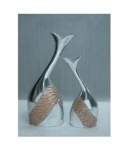 Lot de 2 pots de fleurs modernes de luxe léger en forme de col de cygne, pots décoratifs faits à la main en argent, pour mariage et fête - Product Image 5