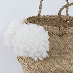 <b>White</b> Fluff Natural Belly <b>Baskets</b> ,Seageass <b>Baskets</b> With Handles Handmade Home Decor Storage <b>Basket</b> Flower Design - Product Image 4