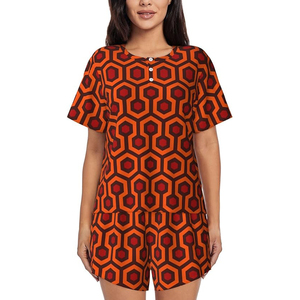 Nouvelle conception, ensemble décontracté deux pièces imprimé sur mesure, 100 % coton respirant, short et t-shirt à manches courtes pour femme, séchage rapide - Product Image 6