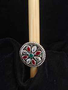 Bague classique florale rose et verte avec réglage de lunette en pierre naturelle pour fiançailles ou cadeau de fête de mariage - Product Image 6