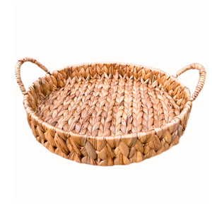 Panier plateau en rotin naturel fait à la main jacinthe d'eau herbe jonc de mer tissé Floral pour salon chambre décoration Viet Nam - Product Image 1