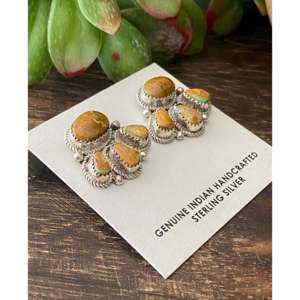 Reda Galvan Royston <b>Post</b> <b>Earrings</b> Turquoise & Sterling Silver Studs with Bezel Setting Inlay - Product Image 1