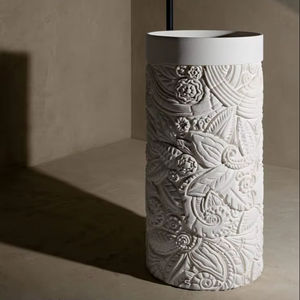 อ่างล้างหน้าหินทรงกรวยทันสมัยหรูหราพร้อมฐานรอง อ่างล้างมือหินอ่อนสำหรับห้องน้ำ โรงแรม วิลล่า โกดัง ผิวขัดเงา - Product Image 1