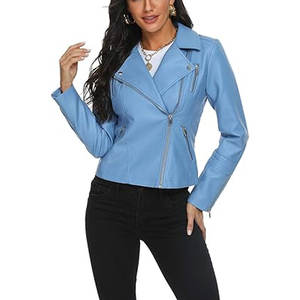 Chaqueta de cuero de mujer de diseño OEM personalizado de MOQ bajo para la venta Precio razonable Chaqueta de cuero de mujer de secado rápido - Product Image 4