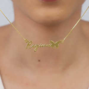 Collier personnalisé avec pendentif papillon doré - Product Image 2
