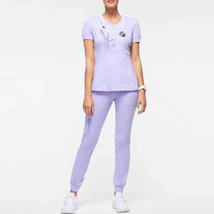 Bata de Laboratorio y Uniforme Médico para Mujer, Conjunto de Tela de Punto de Poliéster/Algodón con Bordado Personalizado 2025 - Product Image 1