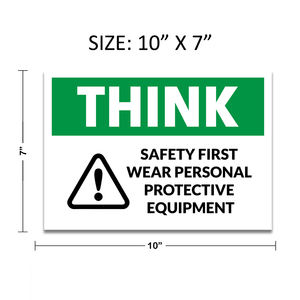 Venta caliente Think Safety Modern PVC Safety Sign Sticker Rectángulo Resistente a la decoloración 10x7 Señal de advertencia de seguridad - Product Image 2