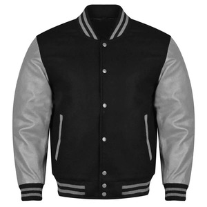 Chaqueta Varsity Letterman de cuero de lana para hombre con cuello vuelto, bolsillos con botones, chaqueta High Street CollegeBaseballjacket para hombre - Product Image 3