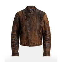 Blouson Moto Femme en Cuir Véritable Luxe Teint et Vieilli Effet Craquelé Marron Vintage, Options de Marquage Personnalisé, Haute Qualité Matelassé