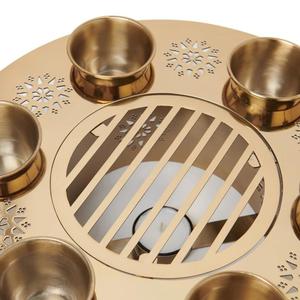 หม้อกาแฟโลหะอาหรับคลาสสิกพร้อมขาตั้งดีไซน์นูนสีทองสไตล์ตะวันออกกลางสำเร็จรูปมองหาเทชากาแฟ - Product Image 3