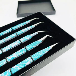 Juego de 5 Pinzas para Pestañas al por Mayor, las Más Vendidas, de Acero Inoxidable Sólido, con Agarre de Diamante, Acabado Espejo, Recubrimiento de Papel Plateado - Product Image 2