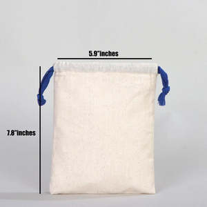 Dark Blue <b>Drawstring</b> Fabric <b>Pouch</b> 6 W X 8 H Screen Printing for Packaging Promotions Jewelry Food Shopping Customizable Logo - Product Image 2