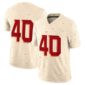 Camisetas de Fútbol Americano Personalizadas para Hombre, Manga Corta, Talla Grande, Sublimadas, Color Beige Rojo, Uniforme de Equipo, Transpirable, de Poliéster - Product Image 4