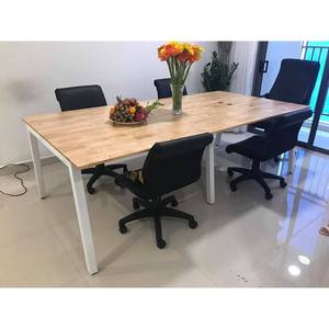 Mesa de Madera de Caucho para 4 Personas con Patas Cuadradas de Hierro de 50 mm, Diseño Minimalista, Requiere Ensamblaje (BNV68063) - Product Image 6