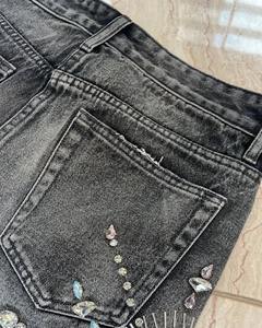 2025กางเกงขาสั้นฮิปฮอปฤดูร้อนของผู้ชายกางเกงยีนส์ฮิปฮอปผ้าฝ้ายลายลูกน้ำมีสไตล์ที่ออกแบบได้ตามต้องการ - Product Image 3