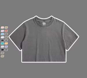 Venta al por mayor a granel logotipo personalizado impresión algodón 200 gramos camisetas ácido lavado Crop camiseta para niñas - Product Image 3