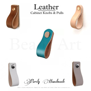 Boutons d'armoire de porte de tiroir en cuir marron et poignée de traction [HBRMW 250] - Product Image 2