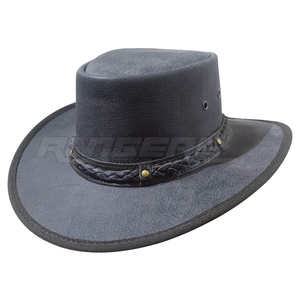 Sombreros de Vaquero Occidentales, Sombreros de Cuero Premium Trenzado Gris Oscuro Estilo Rancho para Hombre, Sombreros de Vaquero de Diseño Personalizado al por Mayor - Product Image 2