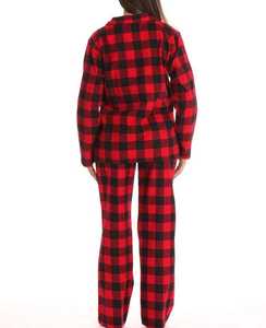 Conjunto de pijama a cuadros para mujer, manga larga, con botones en la parte delantera, ropa de dormir suave y cómoda, conjunto de dos piezas para estar en casa. - Product Image 2