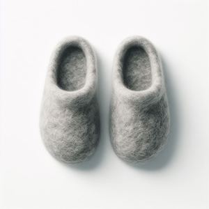 Gray Felt Winter Light Weight <b>Slippers</b> for Men Women Sustainable Comfortable Indoor Footwear Handmade Nepal Anti-Slippery Soft - Product Image 4