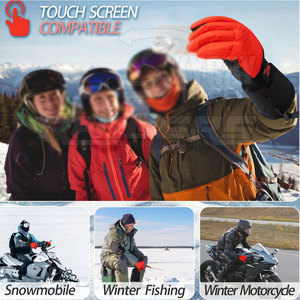 Guantes de esquí térmicos impermeables Rojo Negro Diseño transpirable para adultos Guantes de invierno para snowboard al aire libre - Product Image 4