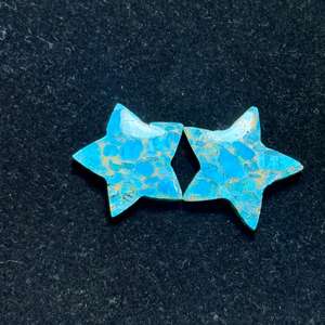 Cabochon en turquoise bleu naturel de haute qualité AAA+ en forme d'étoile, taille personnalisée, marque IBRAHIM GEMS, pour la fabrication de bijoux DIY - Product Image 3