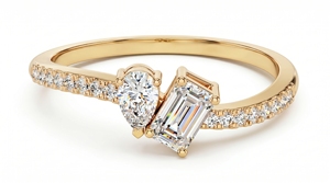 Anillo de lujo con diamantes de corte pera y corte esmeralda para mujer, diamantes cultivados en laboratorio - Product Image 3
