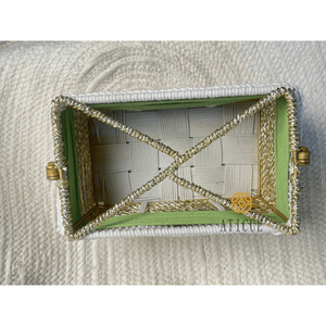 10x6x6 Inch Woven Storage Organizer Recycled <b>Plastic</b> and Cotton <b>Basket</b> with Tree Design - Product Image 2