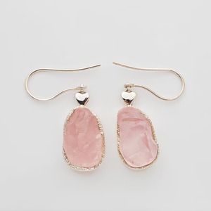 925 argent naturel Rose Quartz pierre brute boucles d'oreilles en gros boucles d'oreilles en argent Sterling bijoux faits à la main pour femmes filles boucle d'oreille - Product Image 1