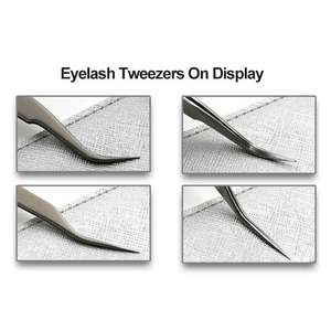 Juego de 2 Pinzas de Acero Inoxidable para Extensión de Pestañas, Chapadas en Oro, con Estuche de Cuero PU para Extensiones de Pestañas, Venta al por Mayor - Product Image 5