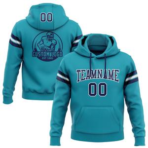 Venta al por mayor y Dropship Custom Stitched Teal Navy-White Football Pullover Sudadera con capucha - Product Image 1