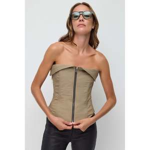 Bustier tissé avec fermeture éclair sur le devant - Product Image 1