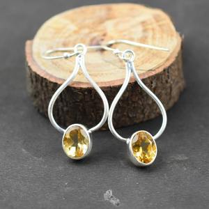 Pendientes de gota de estilo bohemio de Plata de Ley 925 para mujer, joyería hecha a mano con piedras preciosas de citrino clásicas a la moda para regalo de fiesta de amor - Product Image 3