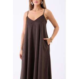 Vestido 7506 Color Café Lavable con Cintura Natural - Product Image 3