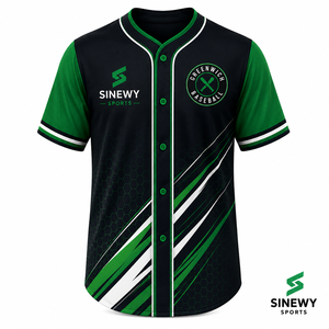 Maillot de baseball pour homme SINEWY SPORTS, broderie imprimée, évacuation de l'humidité, 100% polyester, manches courtes, coupe personnalisée, grande taille - Product Image 2