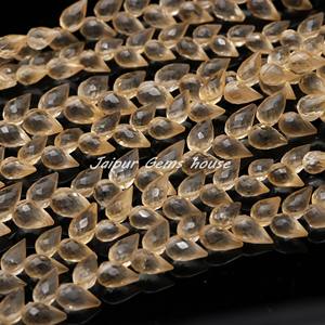 ลูกปัด Briolette ทรงหยดน้ำตาประดับอัญมณีสีเหลืองซิทรินเกรด AAA - Product Image 4