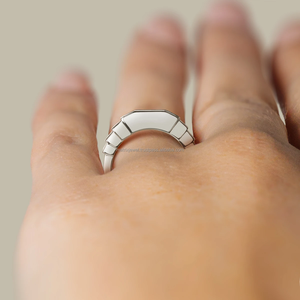 Half Eternity Wedding Band Moissanite Diamond Solid <b>Silver</b> Vintage Princess Cut Diamond <b>Stacking</b> Matching Unique Bridal Gift - Product Image 4