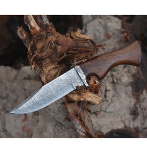 Couteaux de chasse personnalisés avec logo OEM, couleur unie, manche en bois, lame en acier inoxydable à pointe tombante, garantie de 3 ans - qualité industrielle - Product Image 2