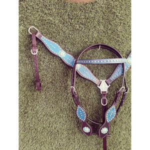 Caballo ecuestre de cuero de diseño personalizado, juego de tachuelas occidentales, cómodo caballete y coraza con estampado de mano para carreras - Product Image 1