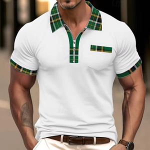 Summer New Men's Casual Polo à manches courtes avec design imprimé personnalisable Fashion Sports Style Top T shirt - Product Image 6