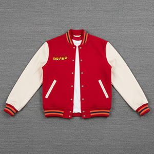 Veste de baseball universitaire pour homme avec logo brodé personnalisé, dernier design, imperméable, à capuche, manches en toile, en gros - Product Image 1