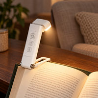 Lampe de lecture LED rechargeable par USB avec batterie 500 mAh, 3 modes d'éclairage, 5 niveaux de luminosité et fonction de mémoire de mode