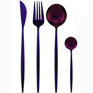 Juego de 4 cubiertos de acero inoxidable, cuchara, cuchillo, tenedor, utilizado en la cocina, mesa, café, cubiertos chapados en Color plateado, mango de Color cobre - Product Image 2