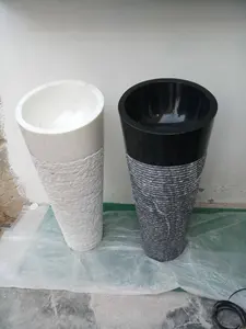 Lavabo de Pedestal de Ónix de Pakistán, Elegante Lavabo de Pedestal de Ónix Pulido con Patrón de Pilar, Venta al por Mayor, Lavabo de Pedestal Artesanal SUAZ - Product Image 2