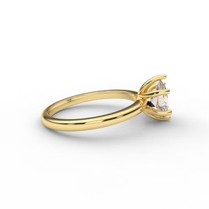 Bague solitaire minimaliste en diamant de laboratoire ovale en or jaune 18 carats - Product Image 2
