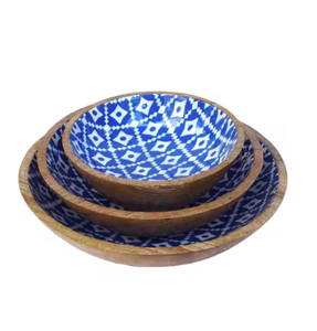 Bols sûrs en bois émaillé naturel de haute qualité fabriqués à la main pour servir des collations et des desserts Vaisselle Décor Bols de service polyvalents - Product Image 5